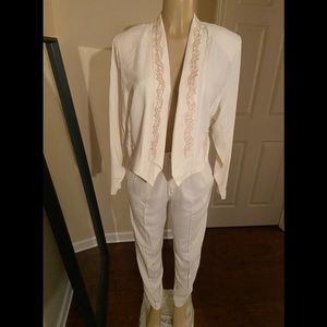 vintage 3 piece set with  details( a pant, a camisole and a  crop blazer